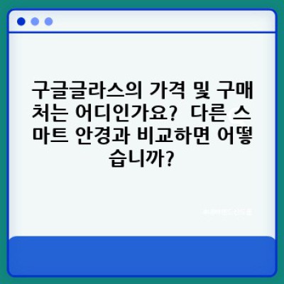 구글글라스 완벽 가이드: 구매 전 꼭 알아야 할 모든 것 (리뷰, 사용법, 가격 비교 포함)