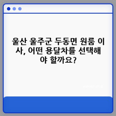 울산 울주군 두동면 원룸 이사, 용달이사 차량 선택 완벽 가이드: 가격, 크기, 업체 비교까지!